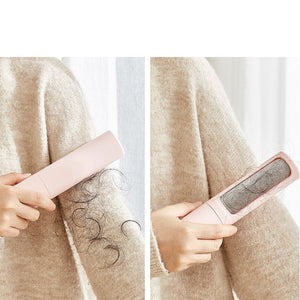 Self cleaning lint brush for removing pet fur from sofas