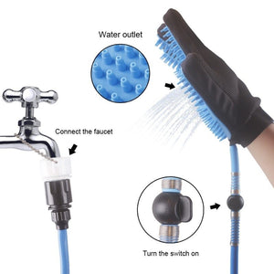 Pet bath sprayer with brush for dogs and cats cleaning