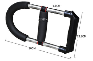 Portable forearm strength training device with steel spring
