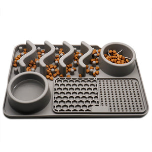 Interactive silicone feeding mat for dog enrichment activities