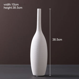 Minimalist white ceramic vase with elegant inlay finish