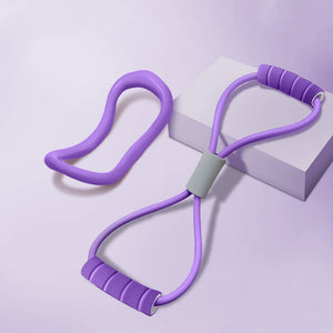 Figure 8 exercise band with comfortable foam hand grips

