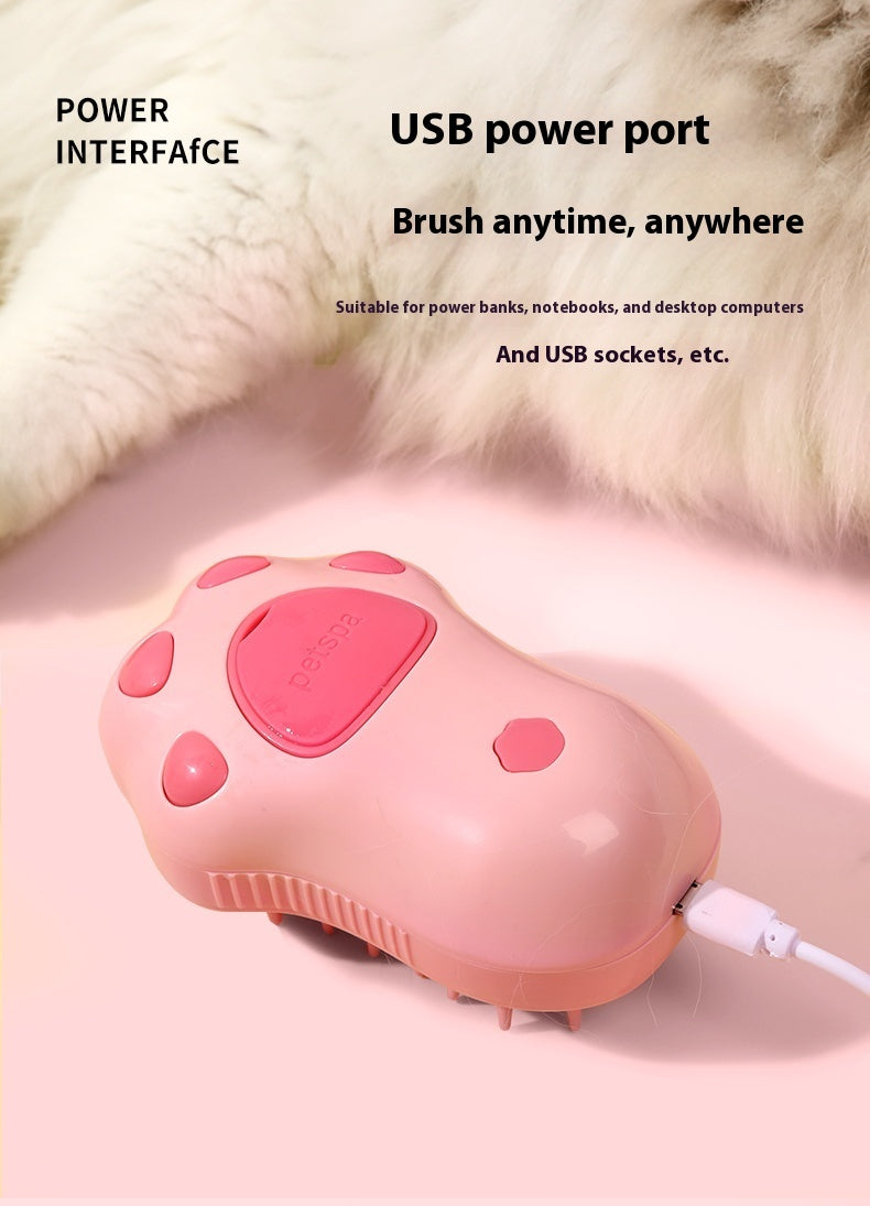 Ergonomic pet grooming brush with gentle spray function

