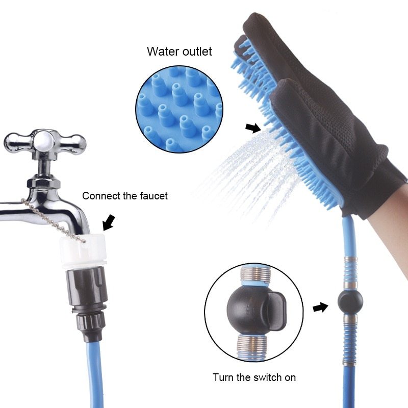 Pet bath sprayer with brush for dogs and cats cleaning
