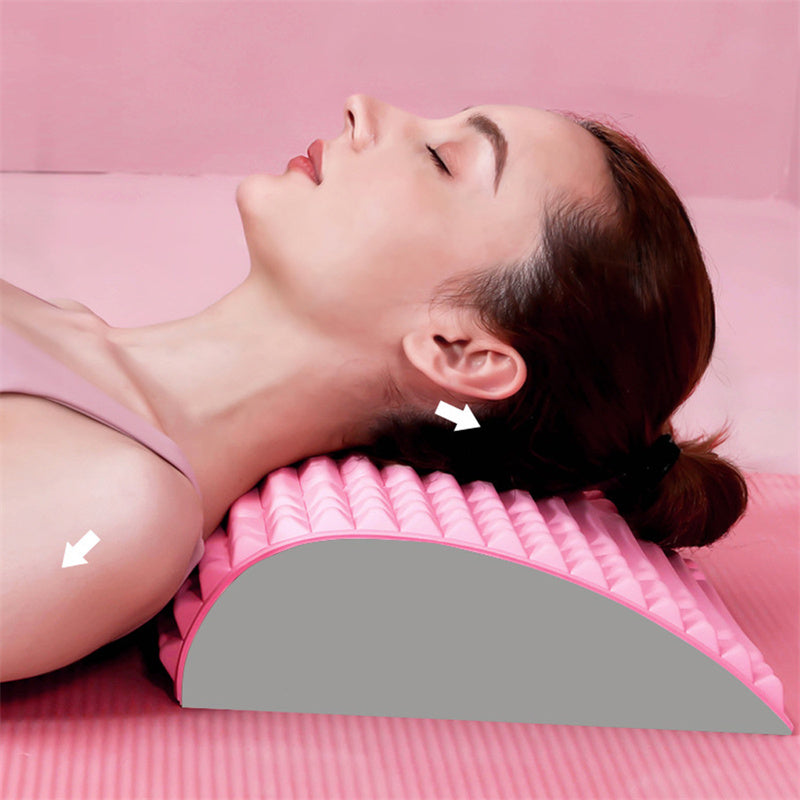 Portable back stretching pillow for home wellness use
