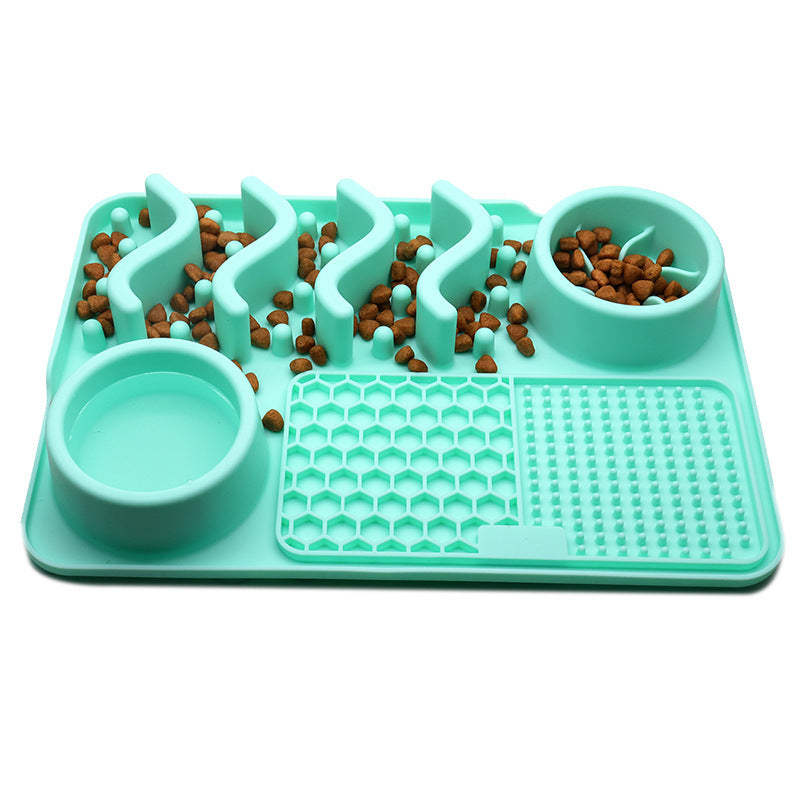 Textured pet licking mat for reducing fast eating habits
