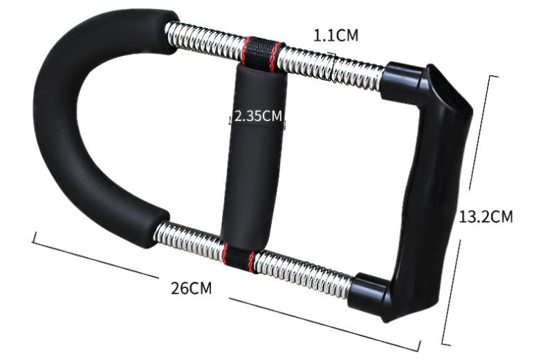 Portable forearm strength training device with steel spring

