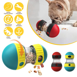Food dispensing dog toy for interactive treat feeding
