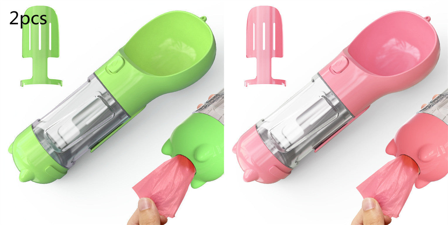 Portable pet feeding and drinking bottle for adventures