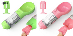 Portable pet feeding and drinking bottle for adventures