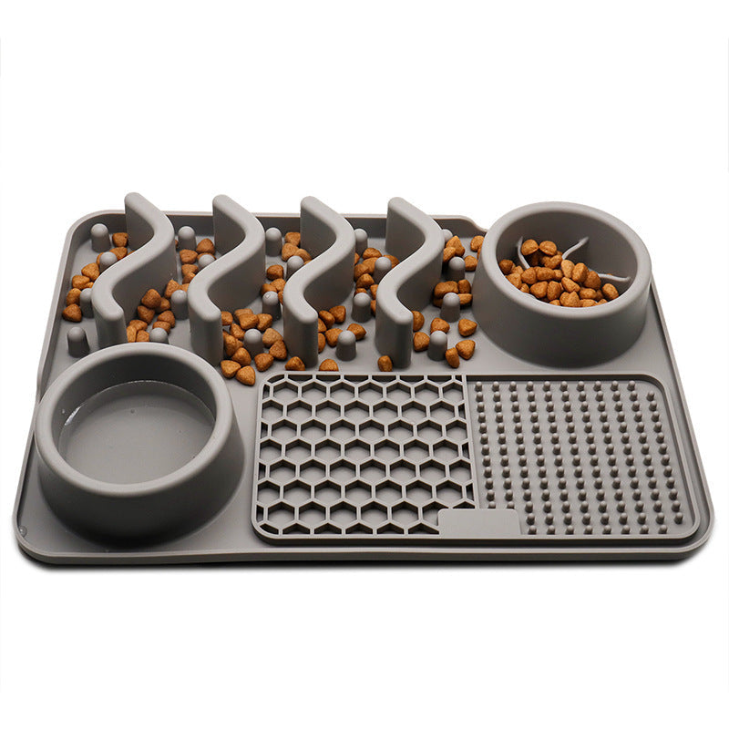 Interactive silicone feeding mat for dog enrichment activities
