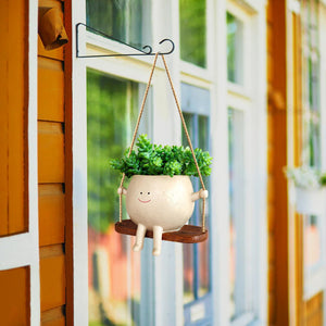 Cute smiling face hanging planter for indoor decor

