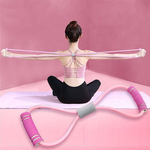 Figure 8 exercise band with comfortable foam hand grips
