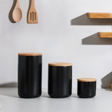 Ceramic spice storage jar with lid for kitchen organization
