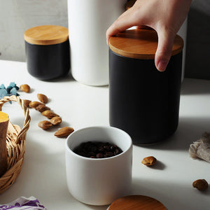 Minimalist bottle style kitchen storage jar with secure lid
