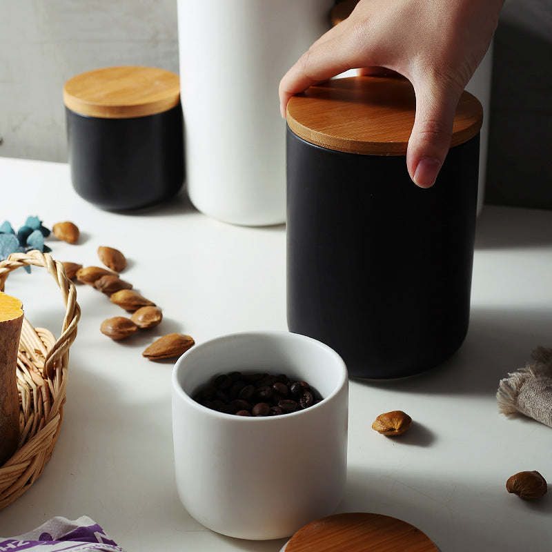 Minimalist bottle style kitchen storage jar with secure lid
