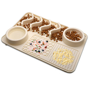 Textured pet licking mat for reducing fast eating habits
