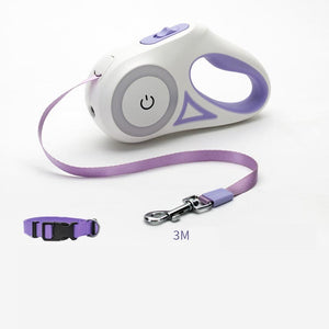 Retractable dog leash with collar for safe pet walking control
