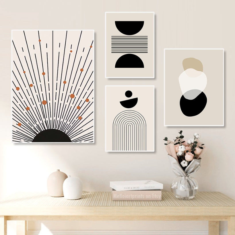 Colorful abstract artistic wall poster for bedroom interiors
