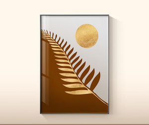 Wooden frame leaf artwork for bedroom decoration
