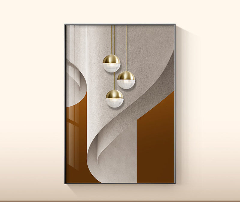 Framed green leaf canvas wall decor for living room
