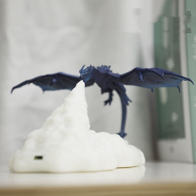 Portable mythical dragon lamp with push button control
