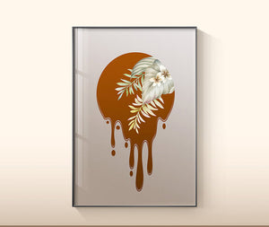 Wooden frame leaf artwork for bedroom decoration
